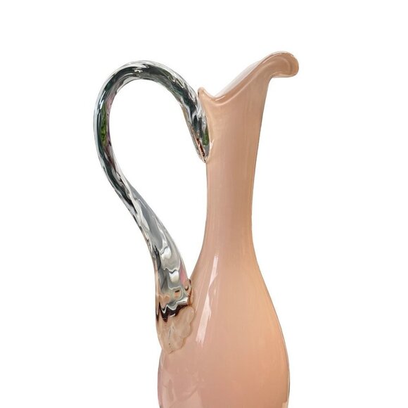 Mid Century Handcrafted Italian Empoli Pink Art Glass Opaline Pitcher - Picture 5 of 7